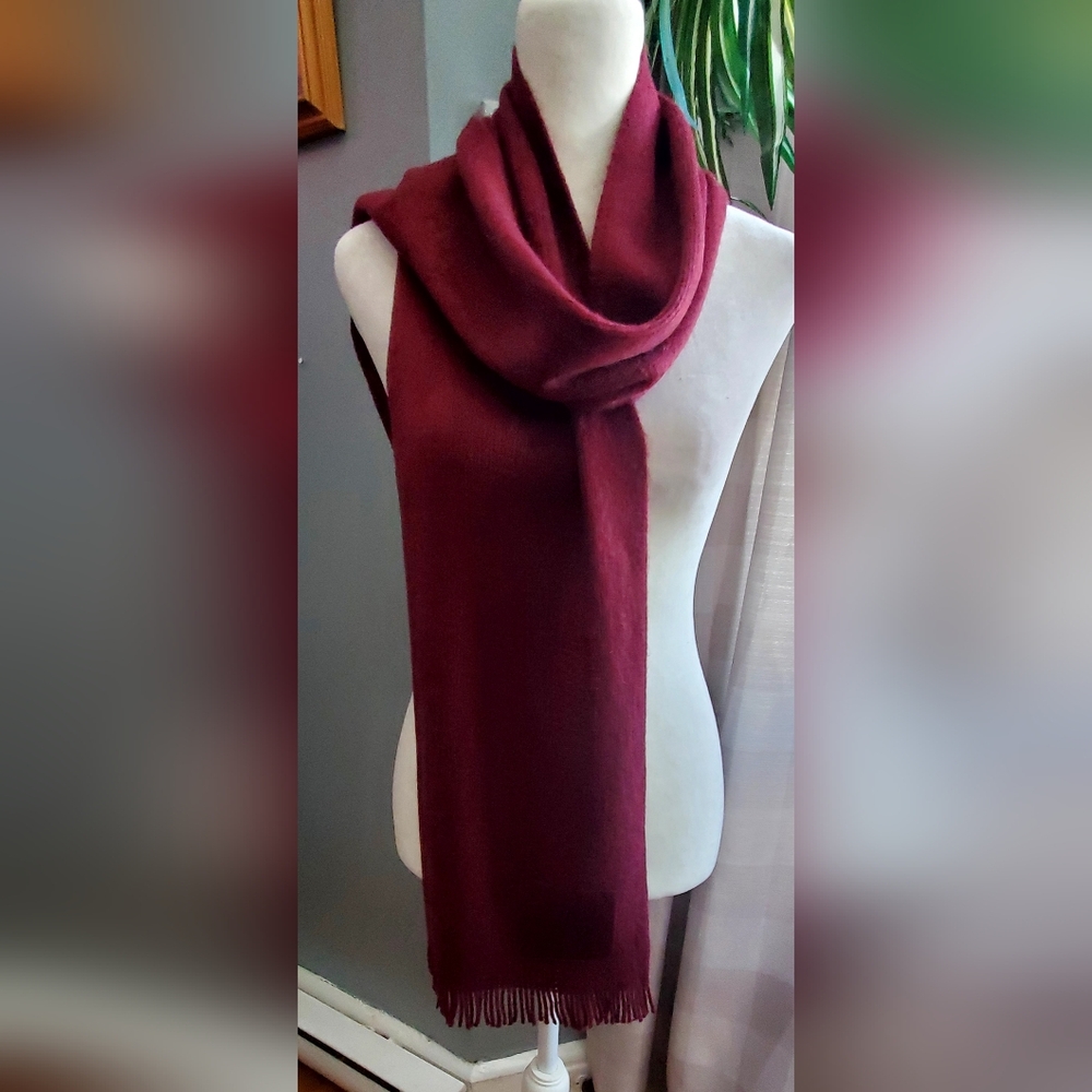 Calvin Klein Burgundy Fringe Scarf